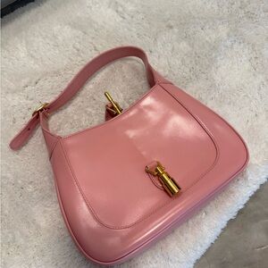 Gucci Pink Leather Shoulder Bag with Gold Accents